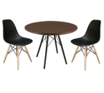 Zestaw skandynawski stół okrągły 80 rustykalny i 2 krzesła ENZO czarne
