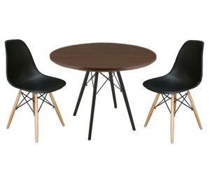 Zestaw skandynawski stół okrągły 80 rustykalny i 2 krzesła ENZO czarne