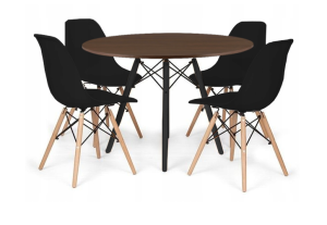Zestaw skandynawski stół okrągły 80 rustykalny i 4 krzesła ENZO czarne