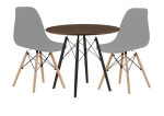Zestaw skandynawski stół okrągły 80 rustykalny i 2 krzesła ENZO szare